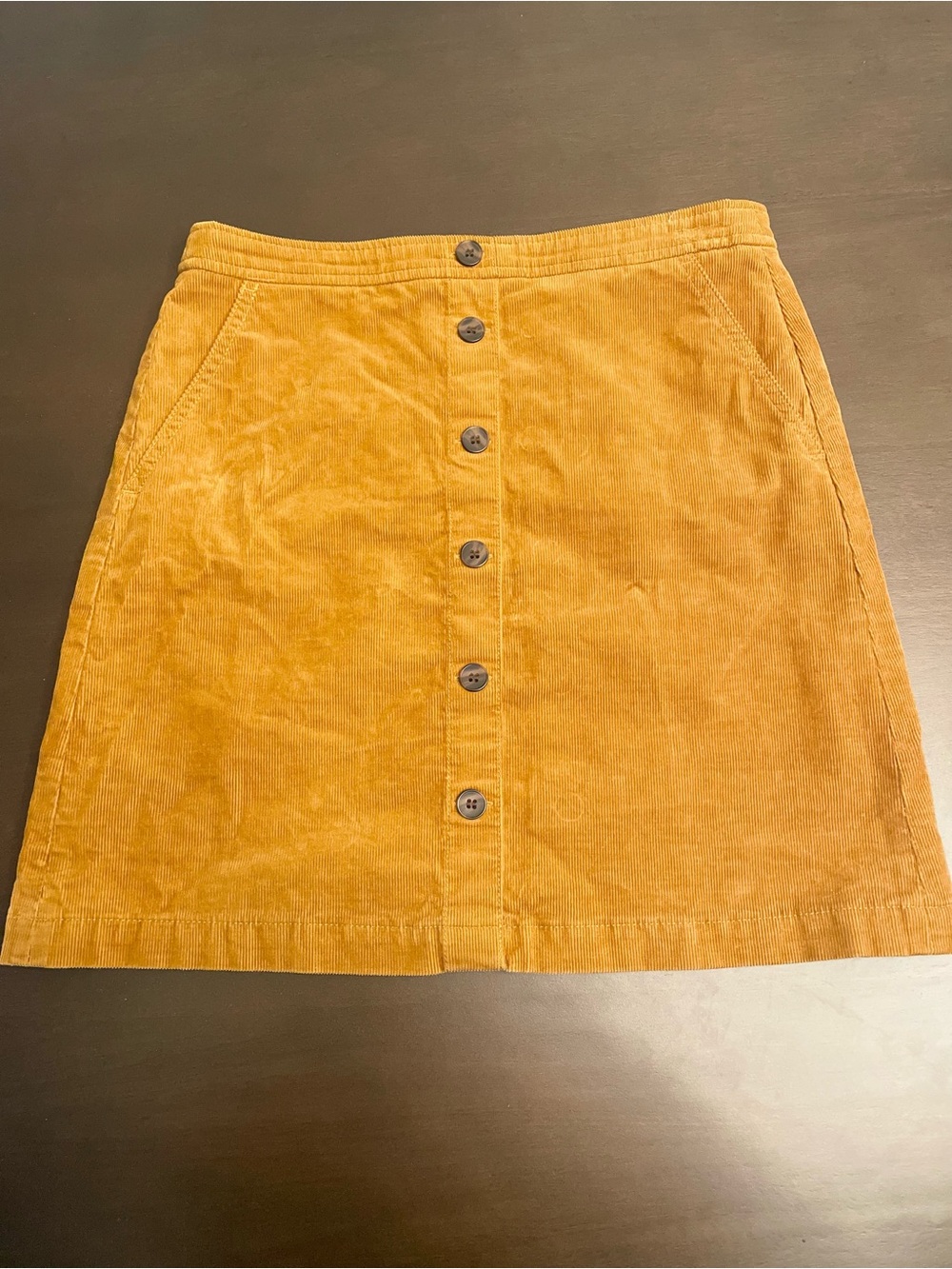 J.Crew Mini Skirt Corduroy Button-Front  in Golden Mustard - Size 6 (S)